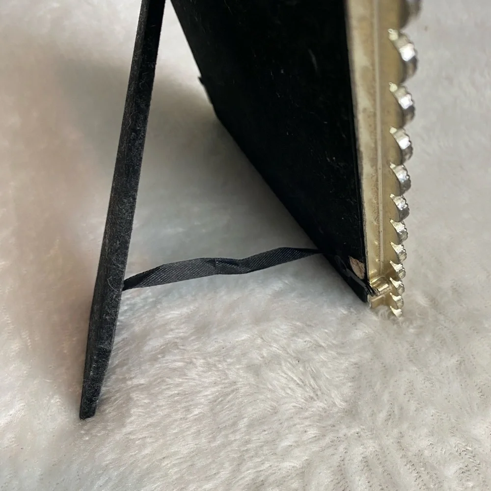 Vintage Silver Tone & Crystal Rhinestone Frame & Print 5x7 inches